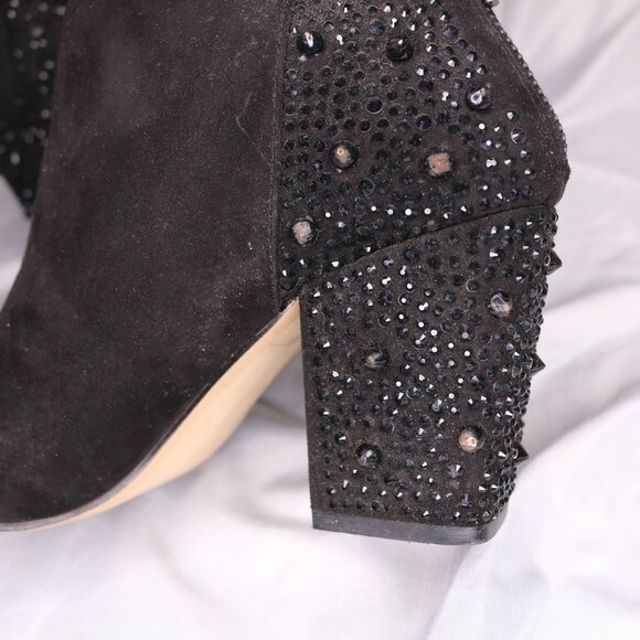 Zara Black Studded Embellished Block Heel Ankle Boots Booties Size 38 - Picture 10 of 14